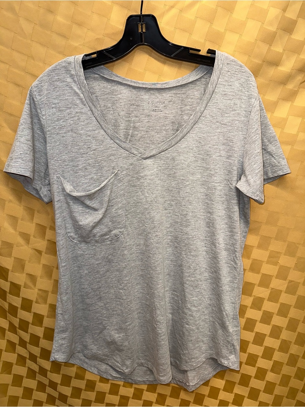 Z Supply Light Heather Gray V-Neck Pocket Tee